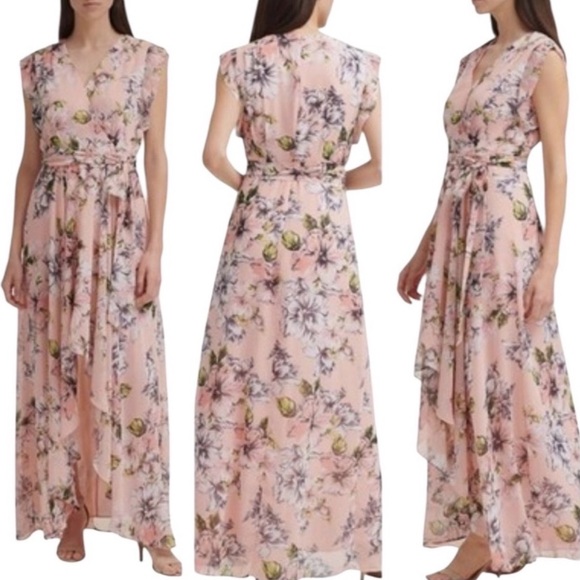 Eliza J Asymmetrical Pink Floral Dress - Picture 2 of 5